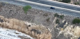 Tropical Storm Rachel Opens Up Massive Fissure Under PCH in Laguna Beach